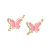 Enamel Brass Connector, Butterfly, gold color plated, DIY Approx 1mm 