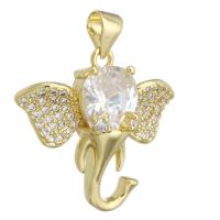 Cubic Zirconia Micro Pave Brass Pendant, Elephant, gold color plated, DIY & micro pave cubic zirconia, golden Approx 3mm 