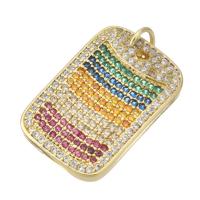 Cubique Pendentif en laiton zircon pavent, Placage de couleur d'or, DIY & pavé de micro zircon, multicolore Environ 2mm, Vendu par PC