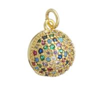 Cubic Zirconia Micro Pave Brass Pendant, gold color plated, DIY & micro pave cubic zirconia, multi-colored Approx 2mm 