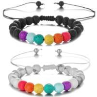 Lava Bead Bracelet, with Polyester Cord, fashion jewelry 18-36cm 