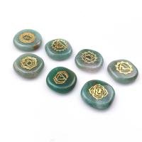 Зеленый авантюрин Декоративные украшения, с цинковый сплав, плакирован золотом, бронзирование, зеленый, 23-27mm, продается PC
