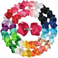 Alligator Hair Clip, Polyester, with Plastic & Iron, Bowknot, silver color plated, Double Layer & for children 101.6mm 