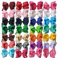 Children Hair Clip, Polyester, with Iron, Bowknot, silver color plated, for children 152.4mm 