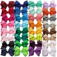 Children Hair Clip, Polyester, with Iron, Bowknot, silver color plated, for children 76.2mm 