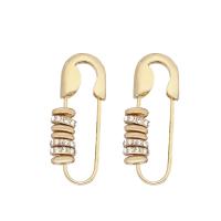 Zinc Alloy Rhinestone Drop Earring, with Brass, Safety Pin, plated, for woman & with rhinestone 