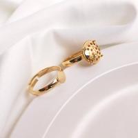 Brass Pad Ring Base, gold color plated, DIY golden 