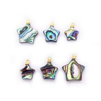 Abalone Shell Pendants, with Brass, Star, gold color plated, DIY 10-15mm 