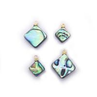 Abalone Shell Pendants, with Brass, Rhombus, gold color plated, DIY 8-18mm 