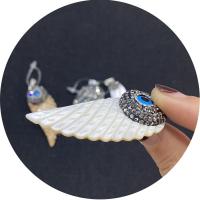 Rhinestone Shell Pendants, with Rhinestone Clay Pave & Brass, silver color plated 