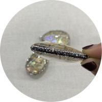 Shell colgantes de diamantes de imitación, Nácar de Abulón, con plástico ABS & metal, chapado en color de plata, Bricolaje, 33x48mm, Vendido por UD