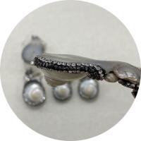 Горный хрусталь оболочки подвески, Ракушка, с клей & Латунь, плакирован серебром, DIY, 27- продается PC