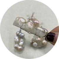Resina colgantes de latón, con Perlas plásticas & metal, chapado en color de plata, Bricolaje, 25-38x50-57mm, Vendido por UD