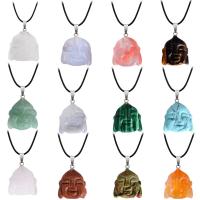Gemstone Brass Pendants, with Brass, Buddha, silver color plated, fashion jewelry 