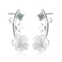White Shell Earrings, Brass, with White Shell, Vase, platinum plated, micro pave cubic zirconia & for woman 