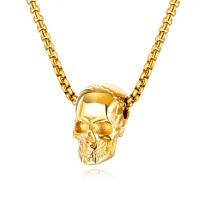 Zinc Alloy Necklace, Stainless Steel, with zinc alloy pendant, Skull, plated, fashion jewelry & Unisex Approx 23.6 Inch 