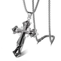 Zinc Alloy Necklace, Stainless Steel, with zinc alloy pendant, Cross, plated, fashion jewelry & Unisex Approx 23.6 Inch 