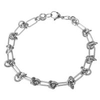 Stainless Steel Chain Bracelets, Unisex, original color Approx 8.5 Inch 