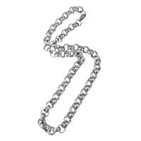 Collar de cadena de acero inoxidable, chapado en color de platina, unisexo, longitud:aproximado 22 Inch, Vendido por UD