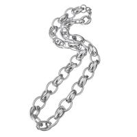 Collar de cadena de acero inoxidable, chapado en color de platina, unisexo, longitud:aproximado 21 Inch, Vendido por UD