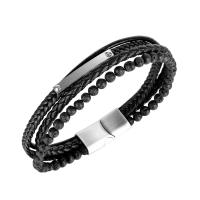 Stainless Steel Bracelet, with Synthetic Fibre, for man, black, 10mm Approx 7.87 Inch 