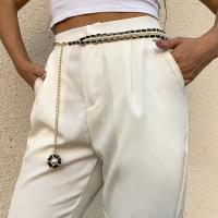 Zinklegierung Taillenkette, mit Aluminium-Kette & PU Leder & Kunststoff Perlen, goldfarben plattiert, für Frau, Länge:ca. 25.2 ZollInch, verkauft von PC