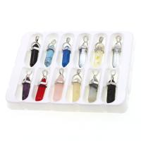 Mixed Gemstone Pendants, Brass, with Gemstone, mixed colors, 10-35mm 