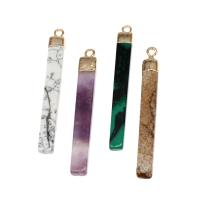 Mixed Gemstone Pendants, with Brass, Square 