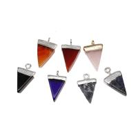 Mixed Gemstone Pendants, with Brass, Triangle 