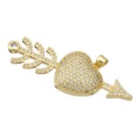 Cubic Zirconia Micro Pave Brass Pendant, gold color plated, DIY & micro pave cubic zirconia, golden Approx 3mm 