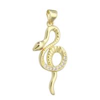 Cubic Zirconia Micro Pave Brass Pendant, Snake, gold color plated, DIY & micro pave cubic zirconia, golden Approx 3mm 