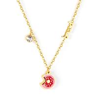 Stainless Steel Jewelry Necklace, 304 Stainless Steel, with 1.97Inch extender chain, Vacuum Ion Plating, for woman & enamel & with rhinestone, golden, 12.5mm Approx 15.75 Inch 