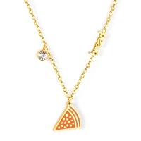 Stainless Steel Jewelry Necklace, 304 Stainless Steel, with 1.97Inch extender chain, Vacuum Ion Plating, for woman & enamel & with rhinestone, golden Approx 15.75 Inch 