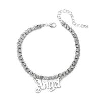 Zinc Alloy Anklet, with 1.97Inch extender chain, plated, Double Layer & Unisex & with rhinestone Approx 9.05 Inch 