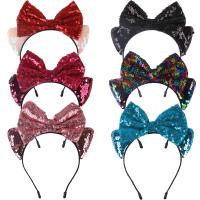 Children Hair Band, Cloth, with Sequins & Plastic, Bowknot, cute & for children 139.7mm 