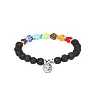 Gemstone Bracelets, Natural Stone, with Zinc Alloy, Round, platinum color plated, vintage & Unisex & radiation protection 8mm Approx 7.09 Inch 