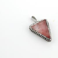 Gemstone Brass Pendants, with Rhinestone Clay Pave & Brass, Triangle, silver color plated, fashion jewelry 