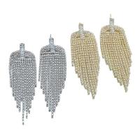 Fashion Fringe Earrings, Rhinestone, with Brass, Tassel, plated, for woman & with rhinestone 