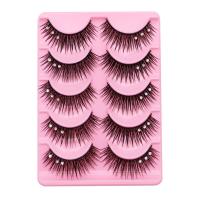 Artificial Fibre False Eyelashes Set, with Acrylic, 3D effect & for woman & with rhinestone, black, 13mm 