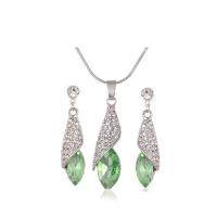 Fashion Zinc Alloy Jewelry Sets, earring & necklace, with Crystal, Teardrop, plated, 2 pieces & for woman 