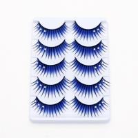 Artificial Fibre False Eyelashes Set, for woman & with rhinestone, blue, 13mm 
