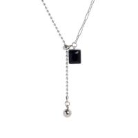 Titanium Steel Jewelry Necklace, with 2.36inch extender chain, Rectangle, oval chain & ball chain & for woman Approx 18.8 Inch 