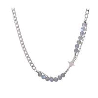 Titanium Steel Jewelry Necklace, with Glass Beads & Zinc Alloy, with 2.36inch extender chain, fashion jewelry & Unisex Approx 18.8 Inch 