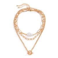 Fashion Multi Layer Necklace, Zinc Alloy, with iron chain & Plastic Pearl, with 2.7inch extender chain, plated, three pieces & for woman Approx 13.7 Inch, Approx 17.7 Inch 