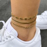 Fashion Jewelry Anklet, iron chain, with brass chain, with 1.97inch extender chain, plated, three pieces & for woman Approx 8.66 Inch 