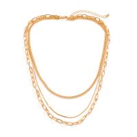 Fashion Multi Layer Necklace, iron chain, with brass chain, with 2.7inch extender chain, plated, multilayer & for woman Approx 19.7 Inch, Approx 15.7 Inch 