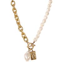 プラスチック真珠のネックレス, 亜鉛合金, とともに プラスチック製パール, 女性用, 無色, 43cm,48cm, 売り手 パソコン