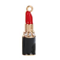 Zinc Alloy Enamel Pendants, Lipstick, with rhinestone, mixed colors 