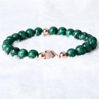 Malachite Bracelets, with Stainless Steel, Unisex, mixed colors, 8mm Approx 19 cm 
