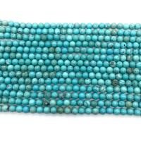 Türkis Naturperlen, rund, poliert, DIY, blau, Länge:38 cm, verkauft von Strang